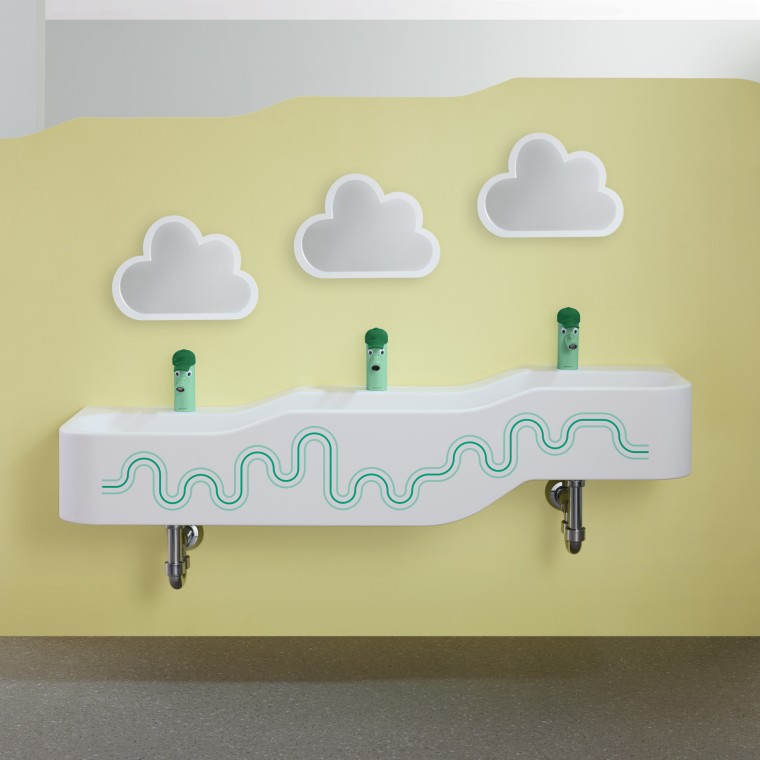 Umivalnik za otroke Geberit Bambini v gozdno zeleni in svetlo zeleni barvi Umivalnik za otroke Geberit Bambini v gozdno zeleni in svetlo zeleni barvi