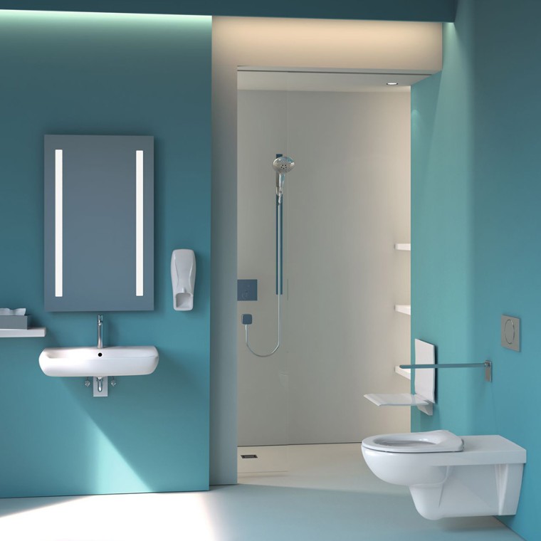 WC školjka in umivalnik Geberit Selnova v bolnišnici WC školjka in umivalnik Geberit Selnova v bolnišnici