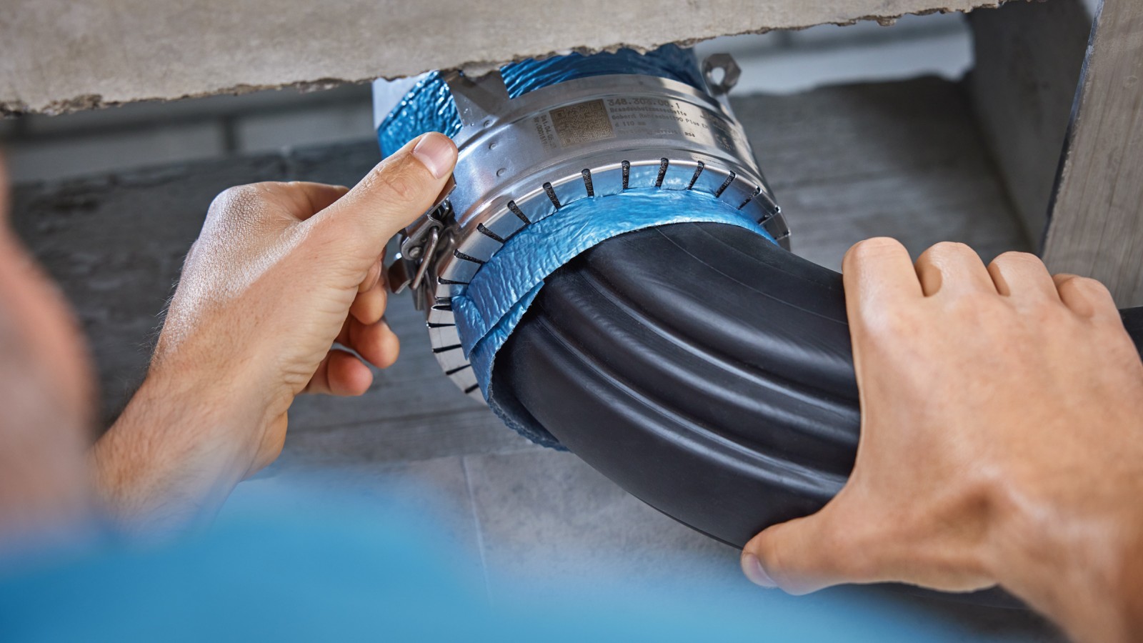 Vgradnja Geberit Rohrschott90 Plus na koleno Geberit BottomTurn Vgradnja Geberit Rohrschott90 Plus na koleno Geberit BottomTurn