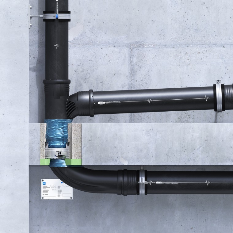 Požarni zaščitni tulec Geberit RS90 Plus EN, vgrajen v strop z EPS/XPS izolacijo Požarni zaščitni tulec Geberit RS90 Plus EN, vgrajen v strop z EPS/XPS izolacijo