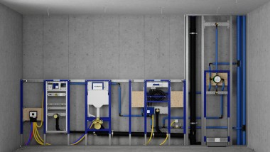 Geberit Duofix predstenska montaža in splakovalniki v sistemski steni