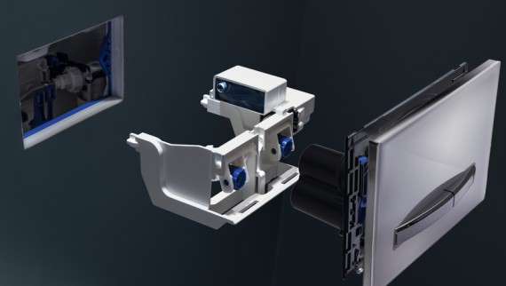 The Geberit interval sanitary flush unit can be easily installed in any Geberit Sigma concealed cistern 12 cm The Geberit interval sanitary flush unit can be easily installed in any Geberit Sigma concealed cistern 12 cm