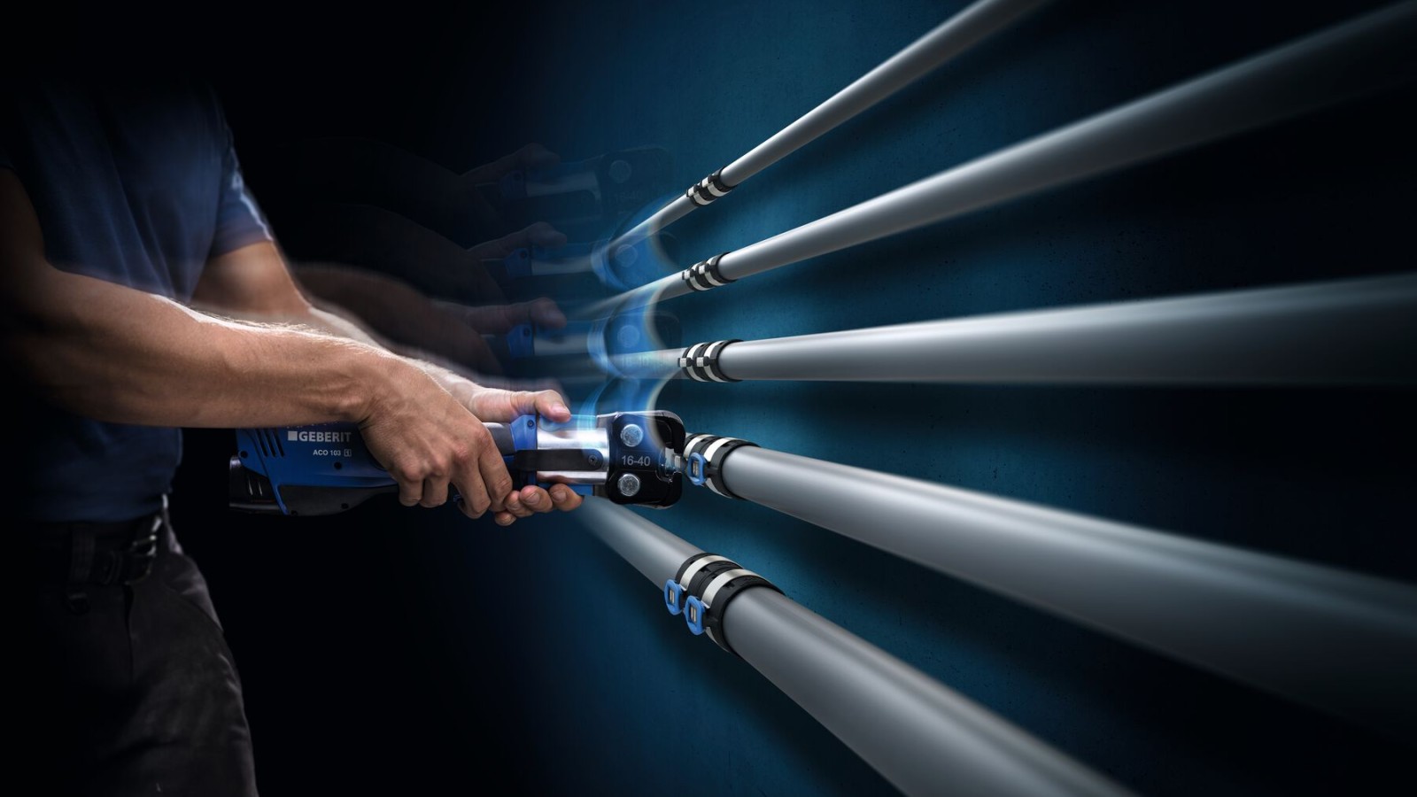 Ročne stiskalne klešče za Geberit FlowFit za dimenzije d16 do d40 Ročne stiskalne klešče za Geberit FlowFit za dimenzije d16 do d40