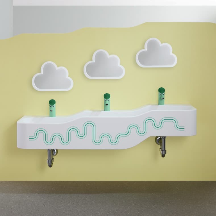 Umivalnik za otroke Geberit Bambini v gozdno zeleni in svetlo zeleni barvi Umivalnik za otroke Geberit Bambini v gozdno zeleni in svetlo zeleni barvi