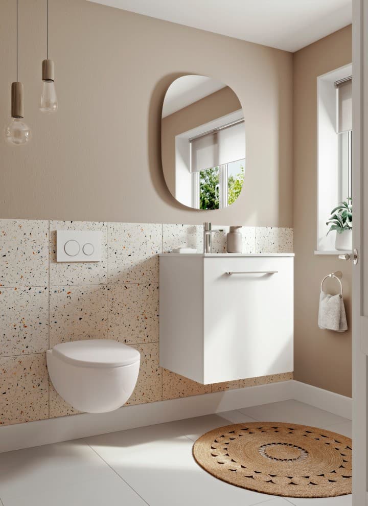 WC za goste Geberit Selnova z umivalnikom, omarico z umivalnikom in WC školjko WC za goste Geberit Selnova z umivalnikom, omarico z umivalnikom in WC školjko