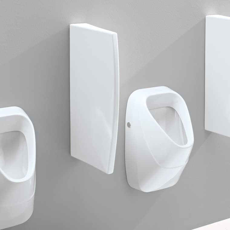 Predelna stena Geberit iz sanitarne keramike s skrito pritrditvijo Predelna stena Geberit iz sanitarne keramike s skrito pritrditvijo