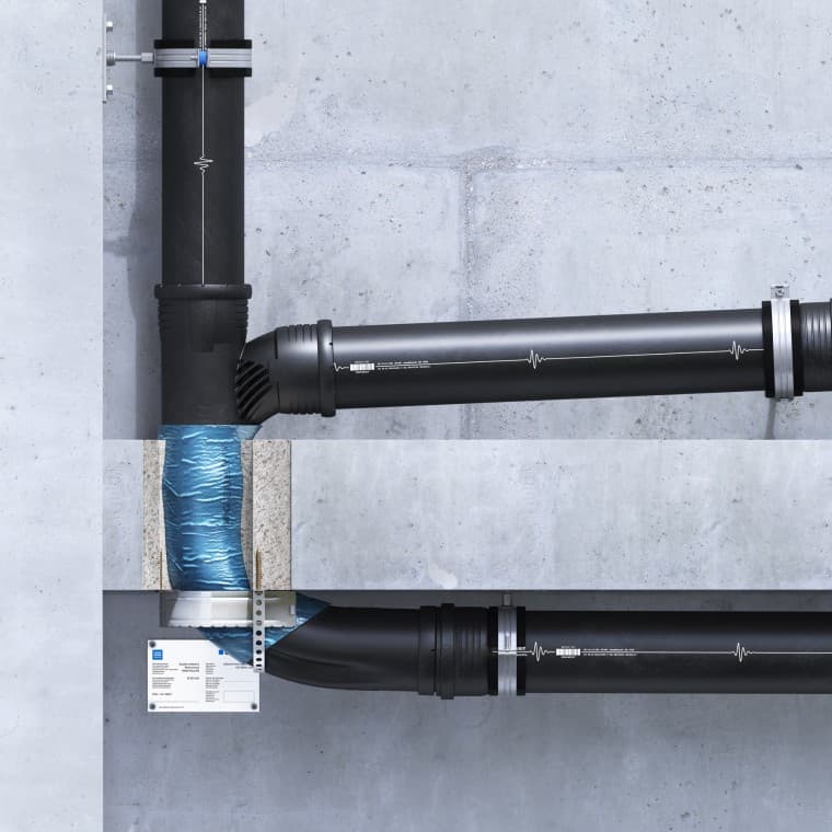 Geberit Silent-Pro SuperTube: Nadgradna vgradnja požarnega zaščitnega tulca v obliki črke U Geberit Silent-Pro SuperTube: Nadgradna vgradnja požarnega zaščitnega tulca v obliki črke U