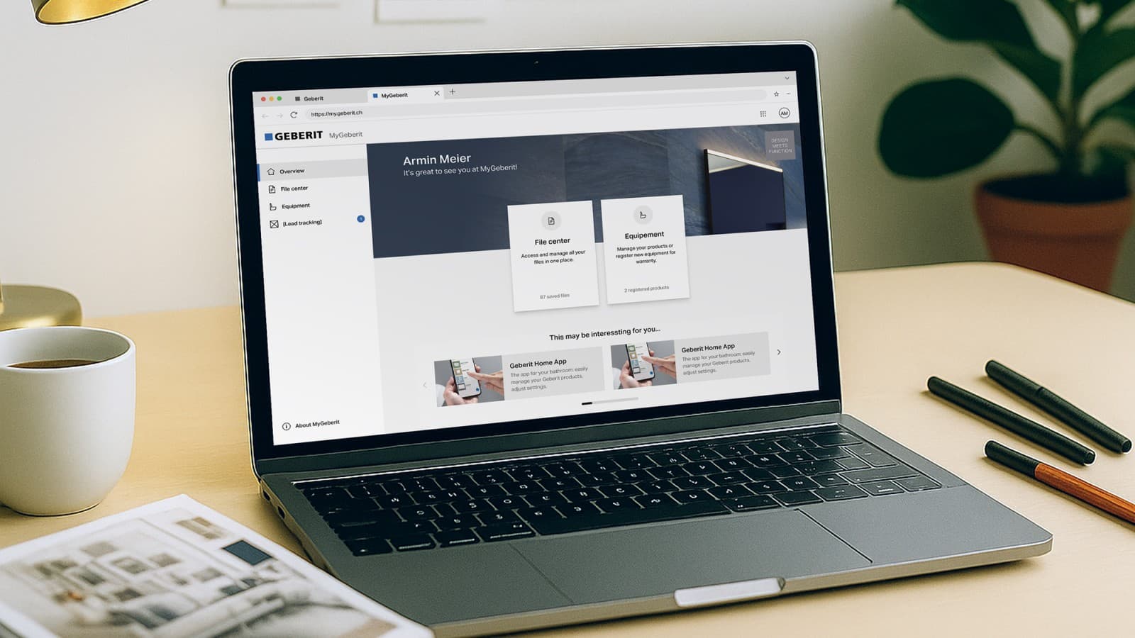 Geberit Customer Portal na prenosniku Geberit Customer Portal na prenosniku