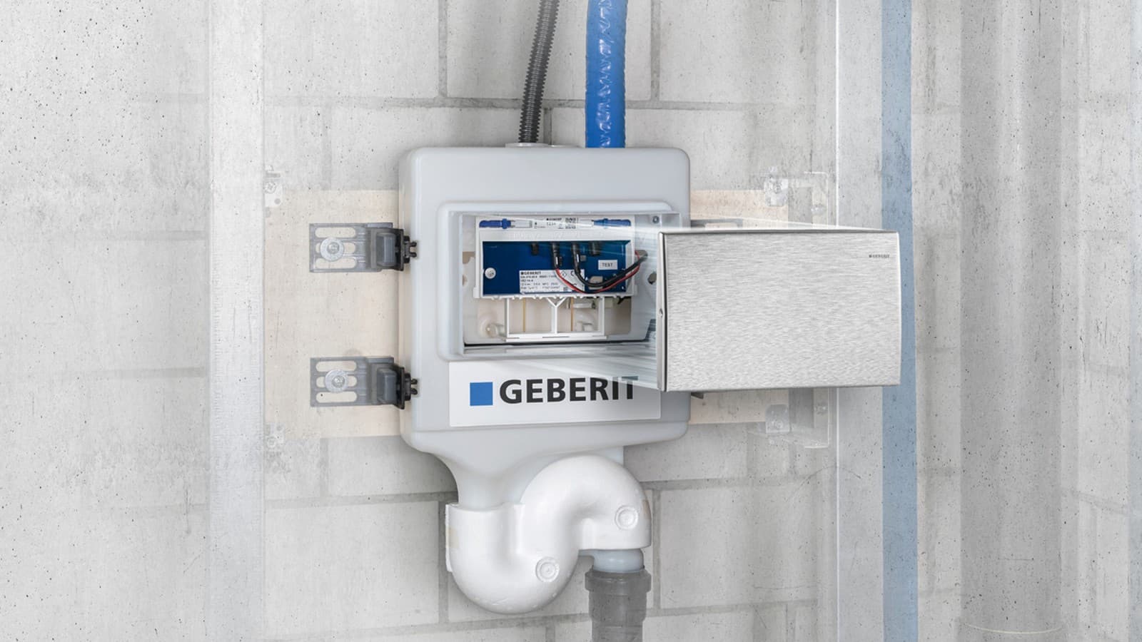 A Geberit HS30 hygiene flush unit installed at the end of a riser pipe (© Geberit) A Geberit HS30 hygiene flush unit installed at the end of a riser pipe (© Geberit)